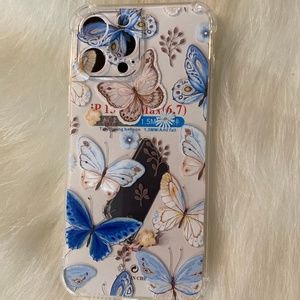 Butterfly Blue Clear Protective Phone Case for Apple iPhone 13 Pro Max